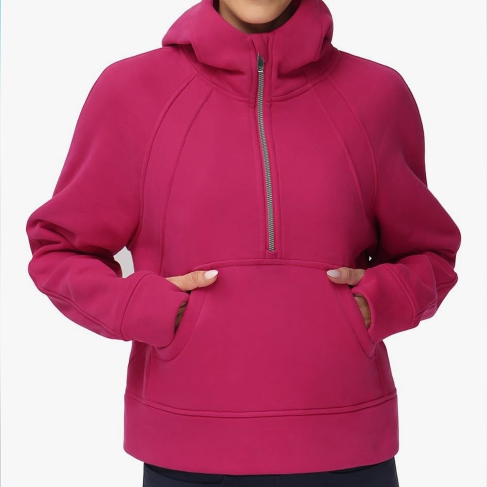 The Gym People Hoodie Half Zip Long Sleeve Fleece Crop Pullover Sweatshirt-Sz. L